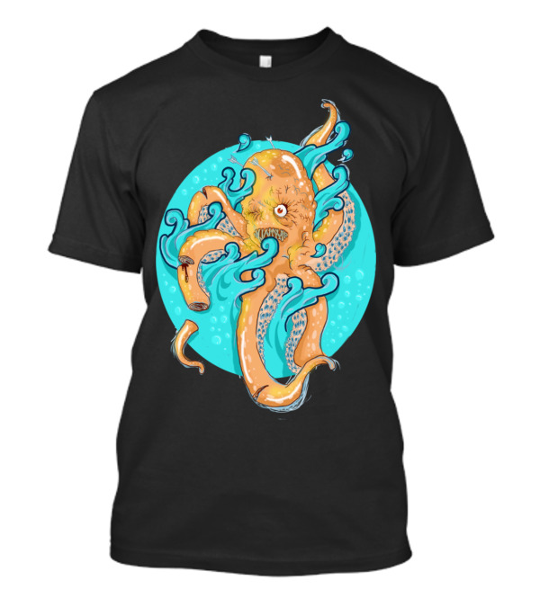 Push It Octopus Tentacles In Aqua Circle T-Shirt