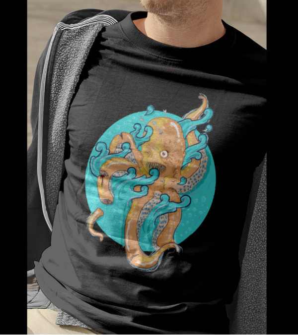 Push It Octopus Tentacles In Aqua Circle T-Shirt