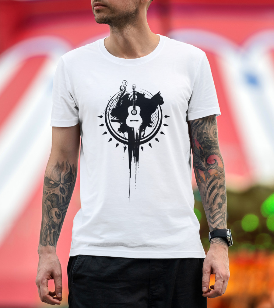 Chase Your Dreams Music Guitar Cat Sha Shadow T-Shirt