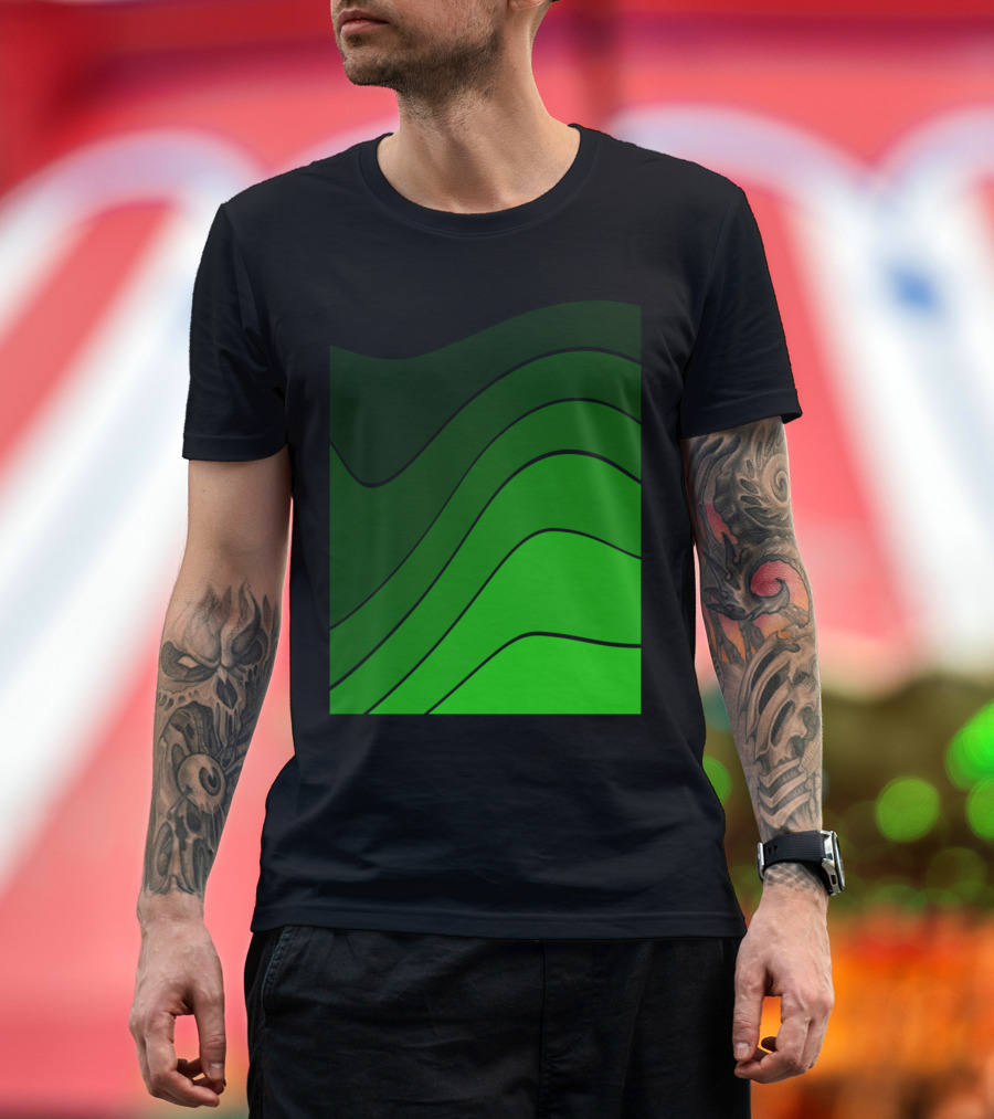 Minimalist Green Valley Mountain Curved Layers T-Shirt