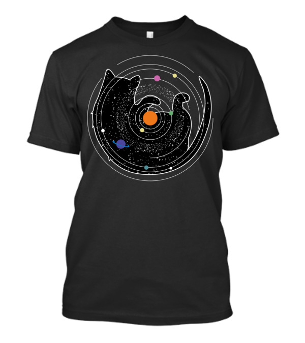 Cosmic Feline Solar System Silhouette Universe T-Shirt