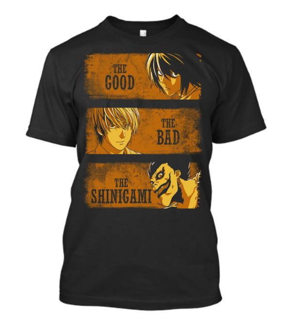 The Good The Bad And The Shinigami Death Note Characters L Light Ryuk T-Shirt