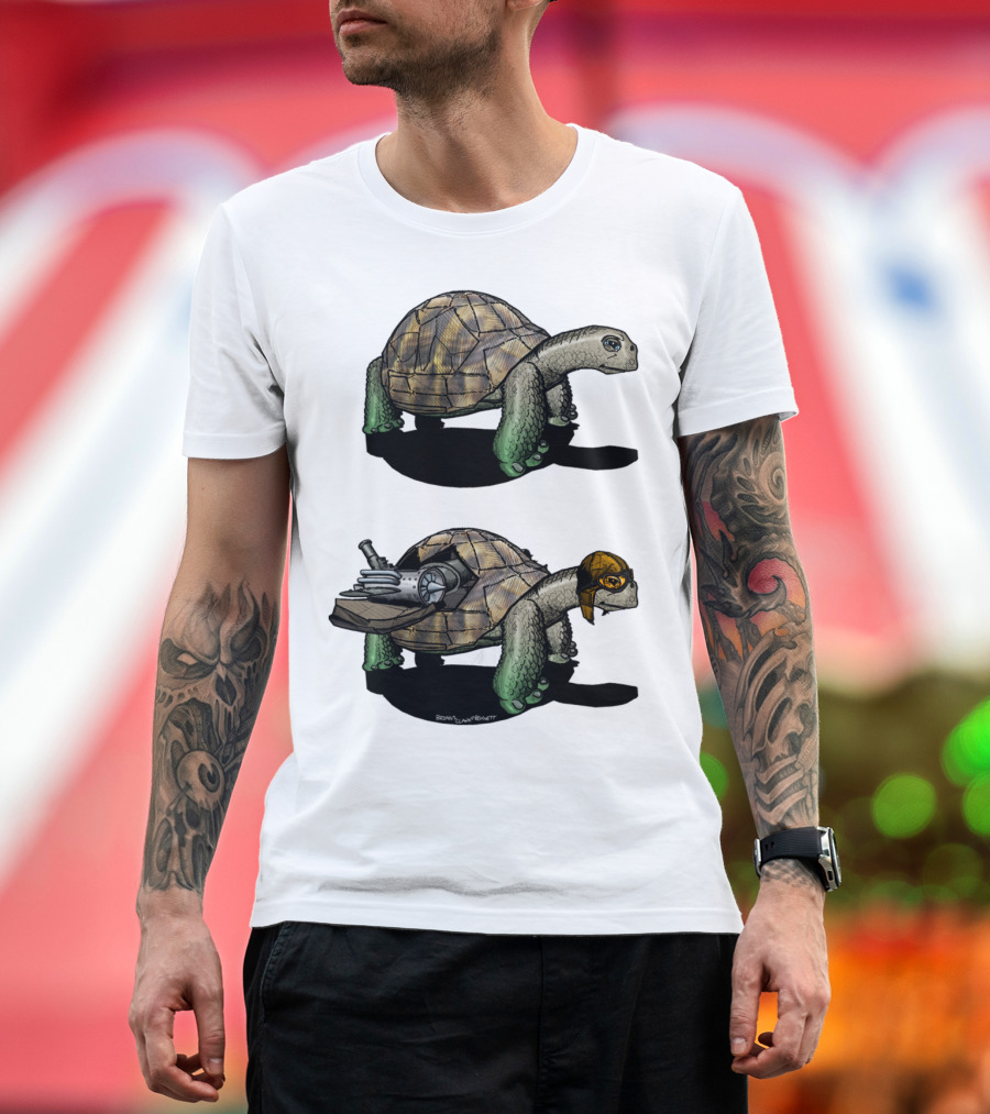 JetTortoise Bria Flying Tortoise Aviation Illustration by Drew Mullen T-Shirt