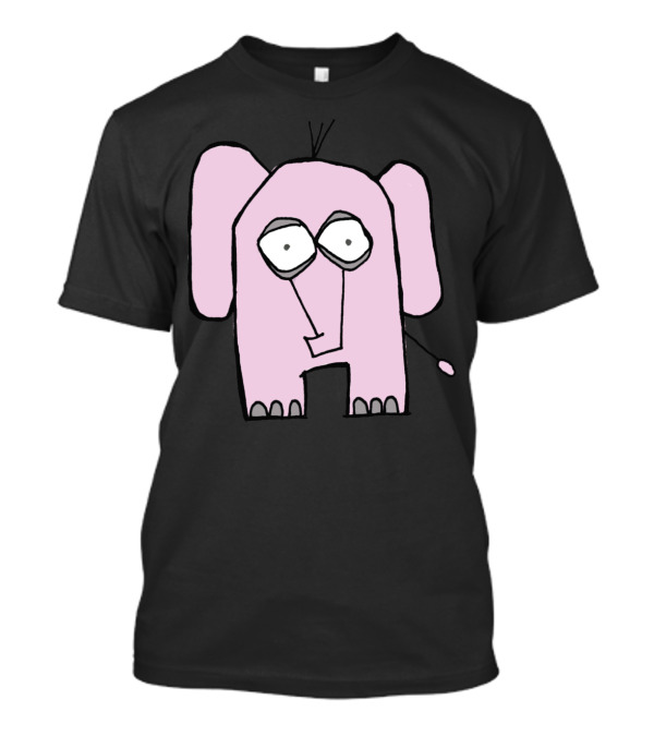 Jimi The Pink Elephant Cartoon Drawing T-Shirt