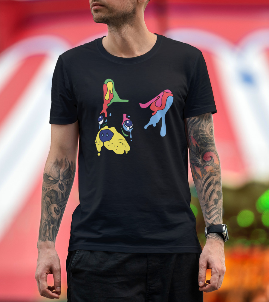 Oh Boy Colorful Dripping French Bulldog Face T-Shirt