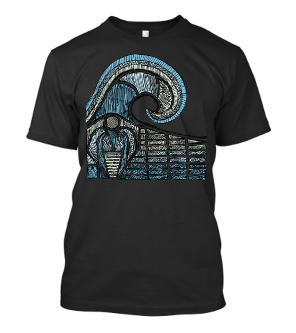 Leviathan Sketch Waves Oceanic Lines T-Shirt