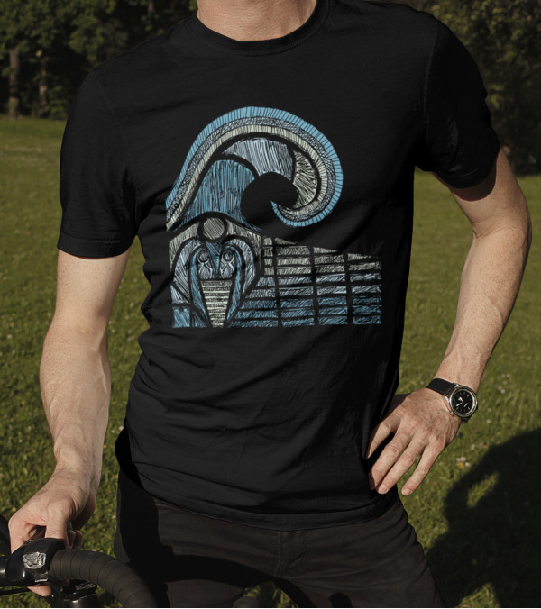Leviathan Sketch Waves Oceanic Lines T-Shirt