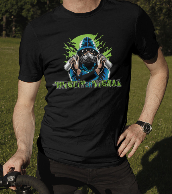 Misfit In Visual Graffiti Artist With Spray Paint And Gas Mask T-Shirt