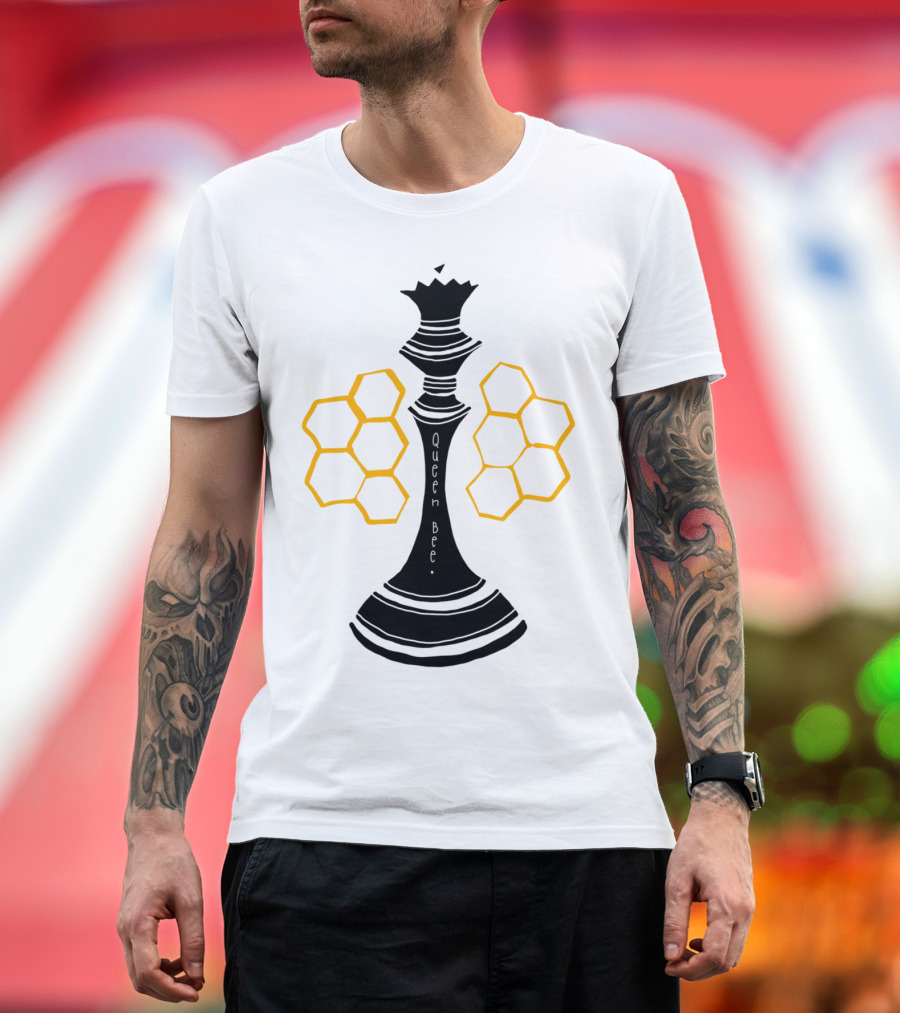 Queen Bee Chess Piece with Honeycomb Wings T-Shirt