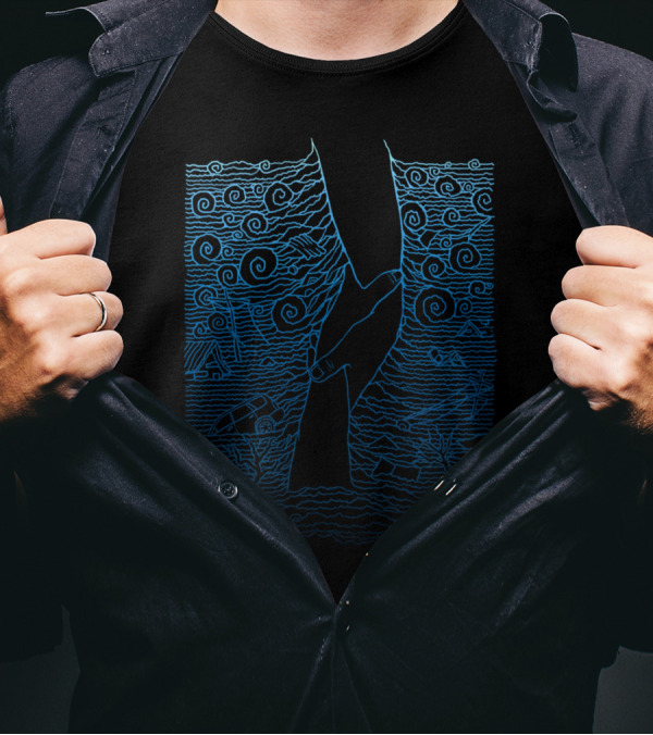 The Joy Of Helping Hands In Swirling Waters By SilentOp T-Shirt