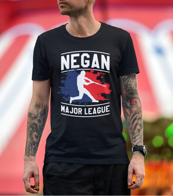 Premium T-Shirt: Negan Major League Baseball Style Logo with Bat T-Shirt Negan Major League Baseball Style Logo with Bat T-Shirt