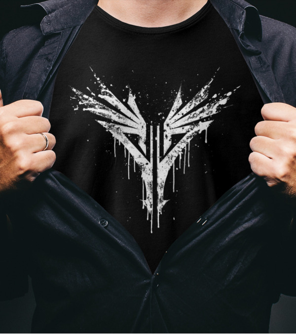 Splatter Sacriel Emblem Graphic Wrap T-Shirt