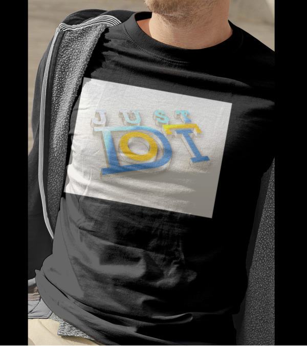 Just Do It 3D Text Blue And Yellow T-Shirt