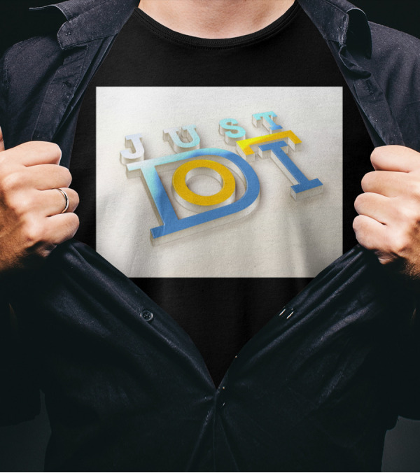Just Do It 3D Text Blue And Yellow T-Shirt