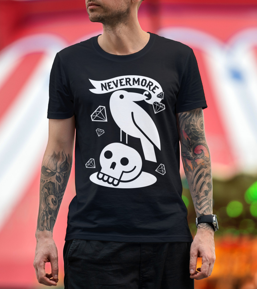 Nevermore Raven Skull Diamonds T-Shirt