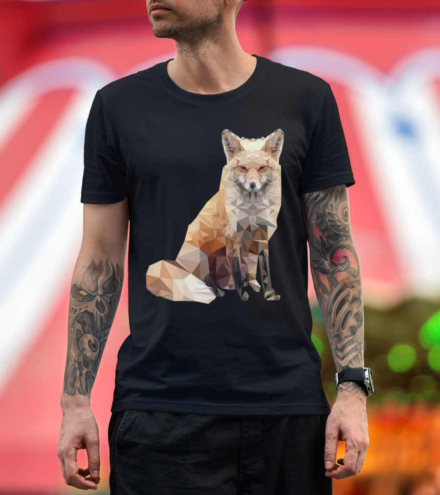 Cool Fox Poly Geometric Art Fox T-Shirt