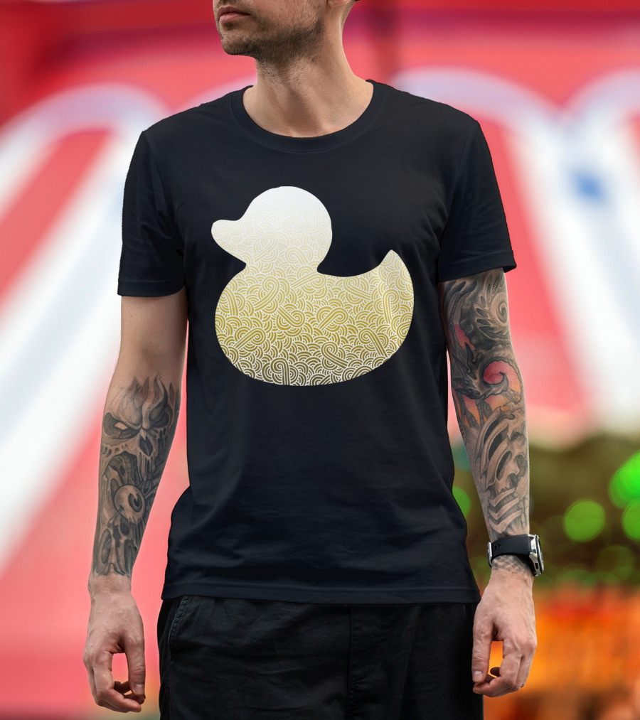 Ombre Yellow And White Zentangle Duck T-Shirt