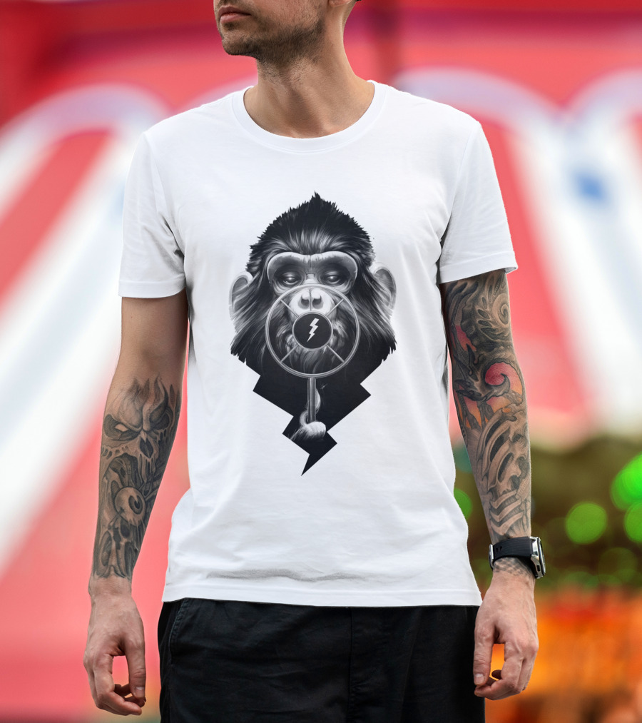 On Air Monkey with Microphone and Lightning Bolt T-Shirt