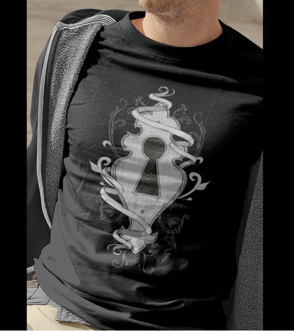 The Universe Keyhole Vintage Ornament With Ribbon Swirls And Floral Accents T-Shirt