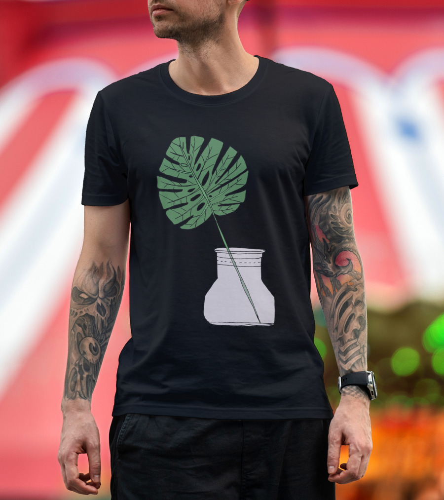 Monstera Leaf in Minimalist Vase T-Shirt
