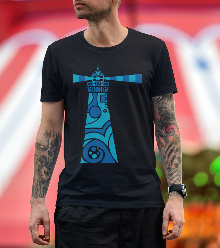 Lighthouse Blue Geometric T-Shirt