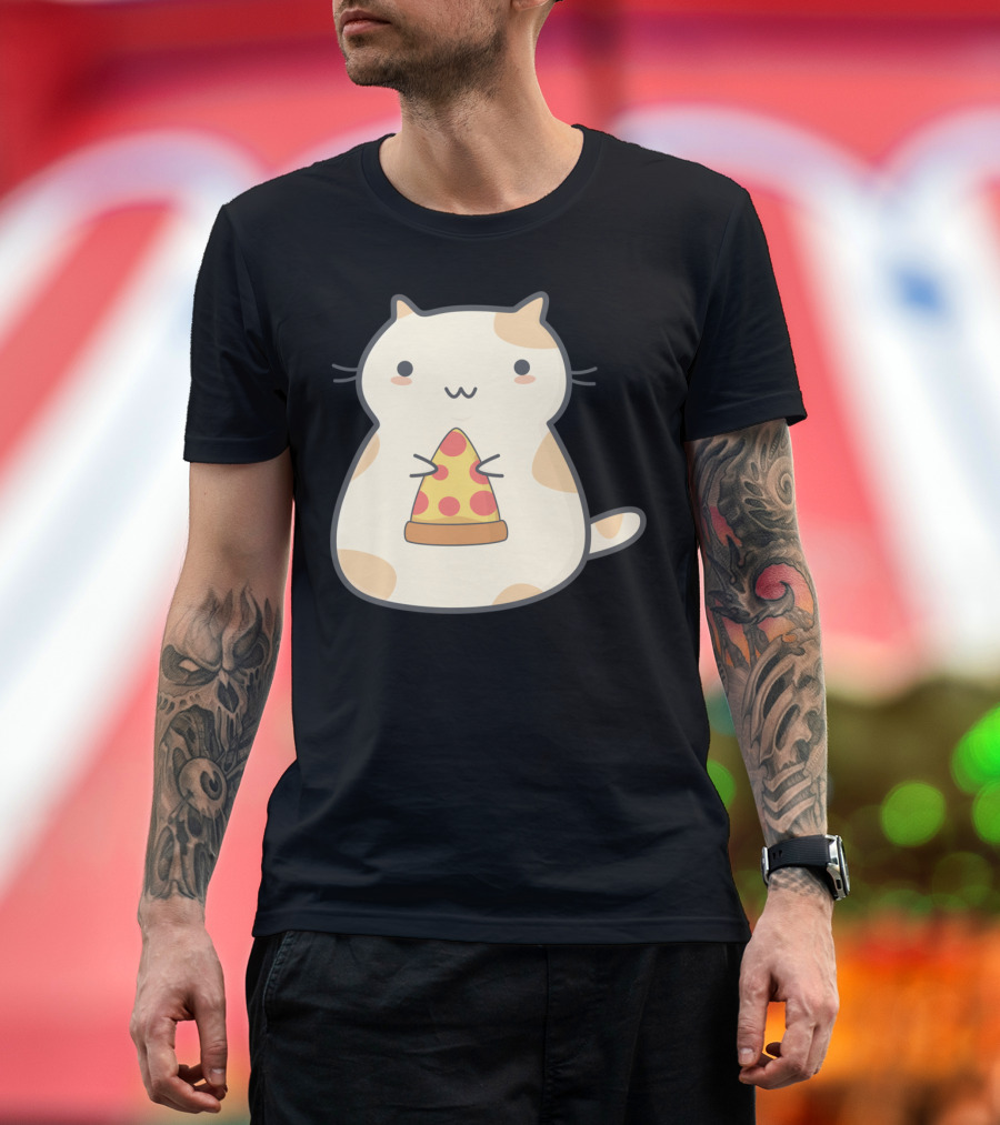 Kawaii Pizza Cat Cute Cartoon T-Shirt