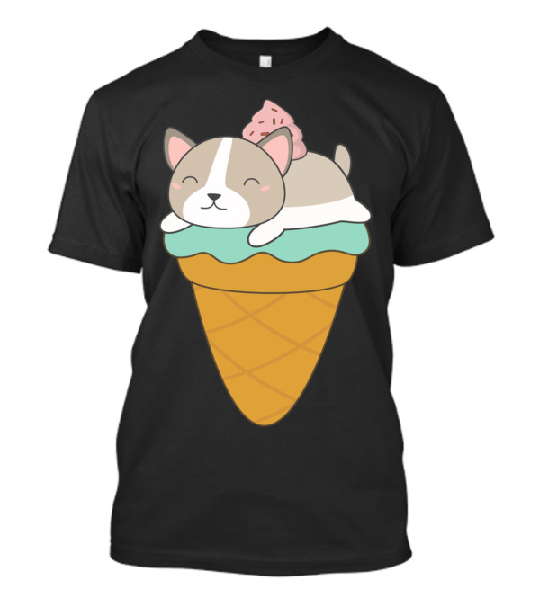 Kawaii Puppy Dog Ice Cream Cone Delight T-Shirt