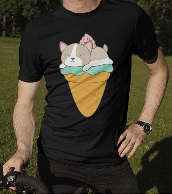 Kawaii Puppy Dog Ice Cream Cone Delight T-Shirt