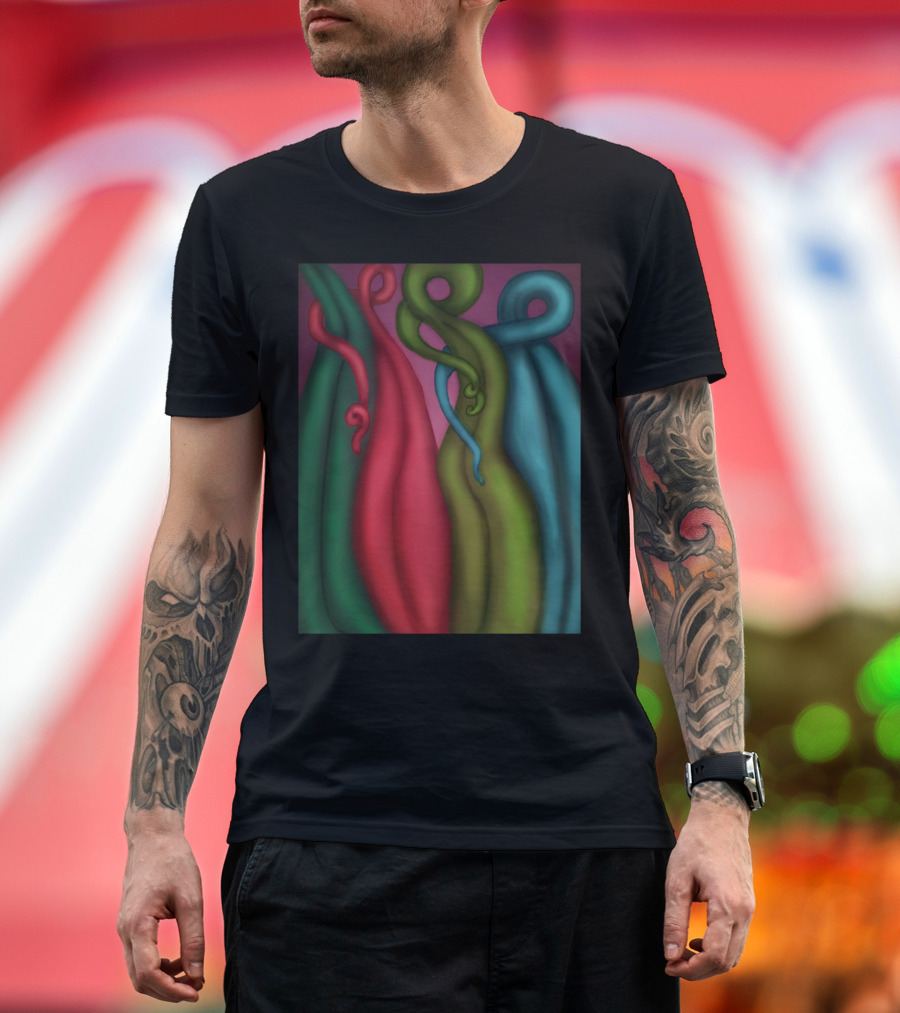 Plant Hug Abstract Red Green Blue Twists T-Shirt