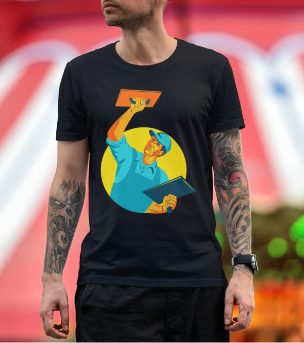 Premium T-Shirt: Plasterer Masonry Trowel WPA Artwork Construction Worker Circle T-Shirt Plasterer Masonry Trowel WPA Artwork Construction Worker Circle T-Shirt