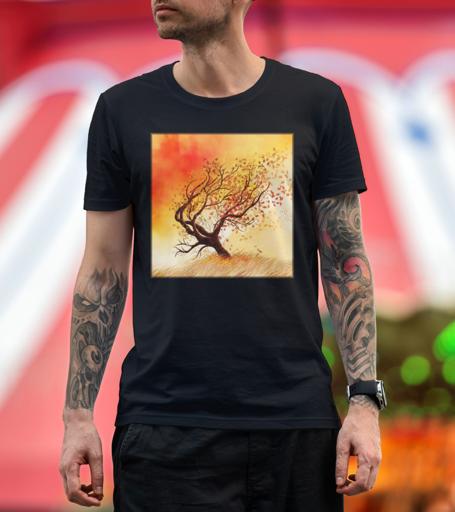 Fall Tree Dream Whimsical Autumn Leaves Dance T-Shirt