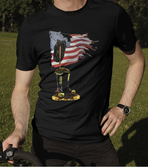 Fallen Firefighter Tribute America Flag And Boots T-Shirt