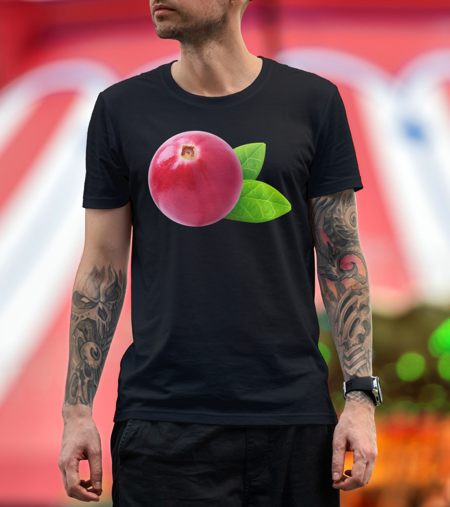 One Cranberry Sti with Green Leaves T-Shirt