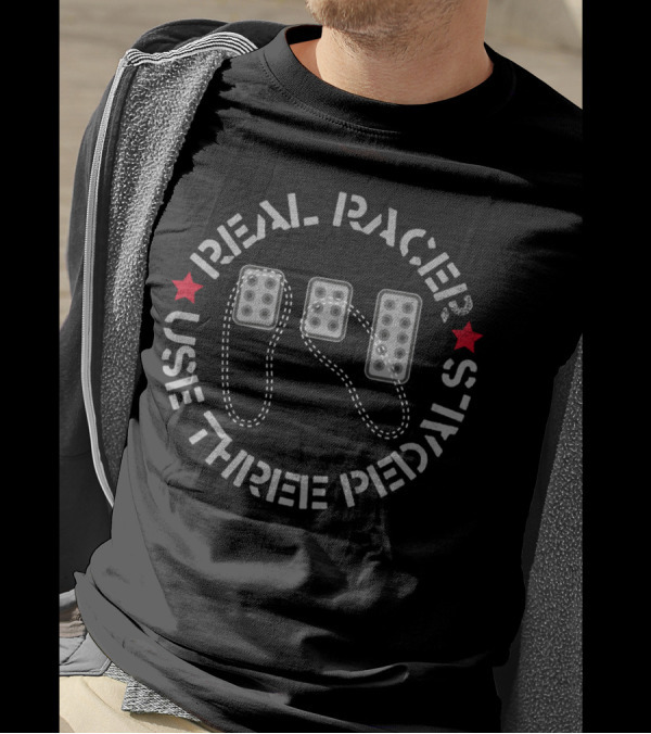 Real Racer Use Three Pedals With Star Accents And Footprint Outlines T-Shirt