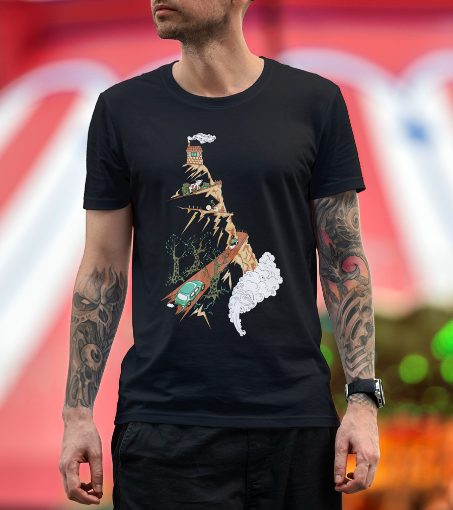 Montenegro Winding Mountain Path with Cars and Cyclists T-Shirt