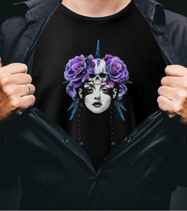 New Way Warrior Skull Roses Braids T-Shirt