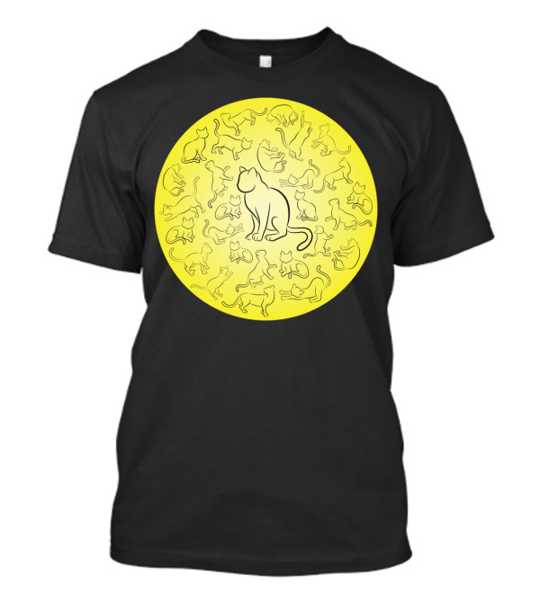 Playful Cat Silhouettes In Circle T-Shirt
