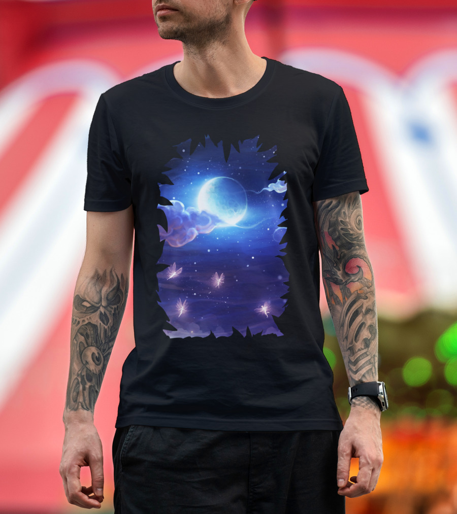 Moon Dance Nighttime Celestial Glow with Dandelion Fairies T-Shirt