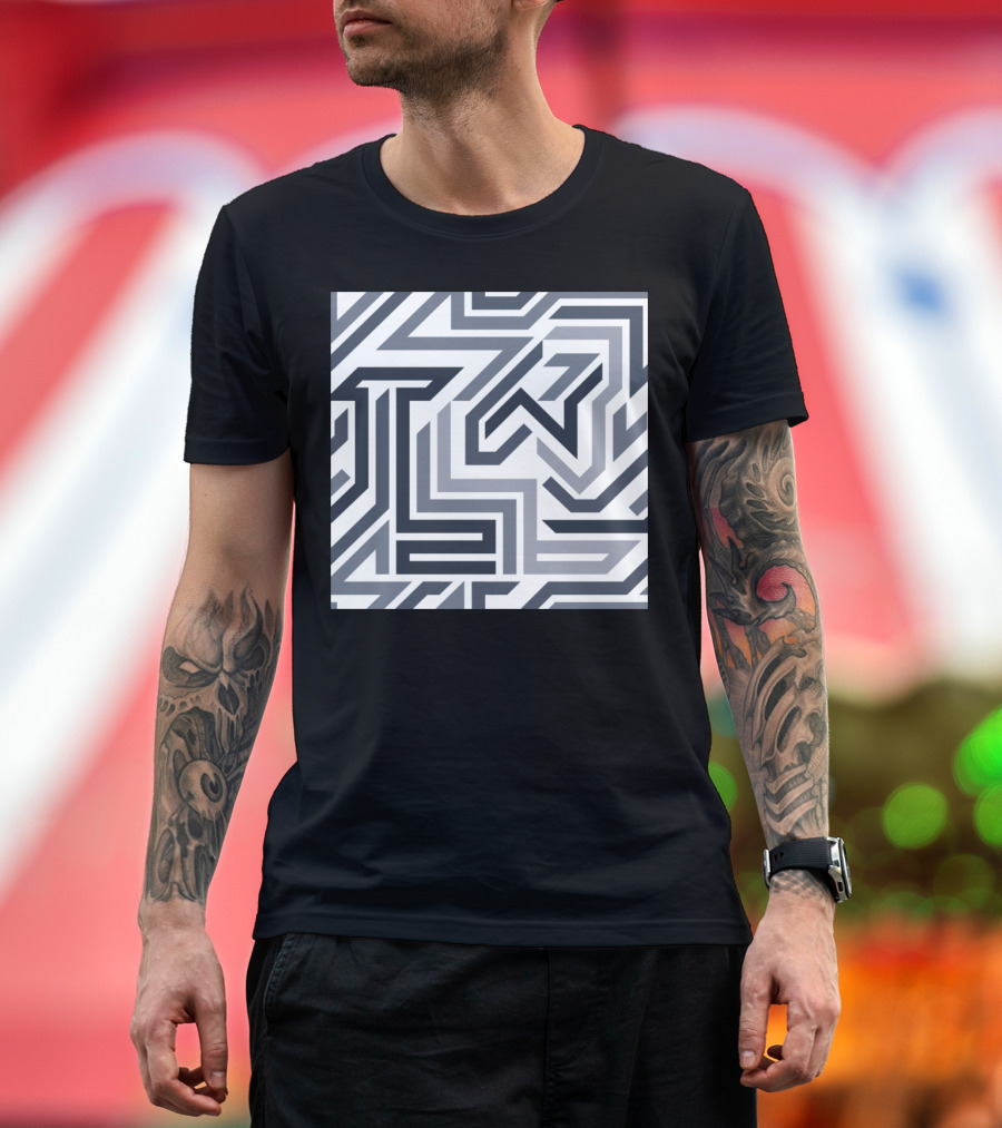 Waze Back Maze Pattern Design Puzzle T-Shirt