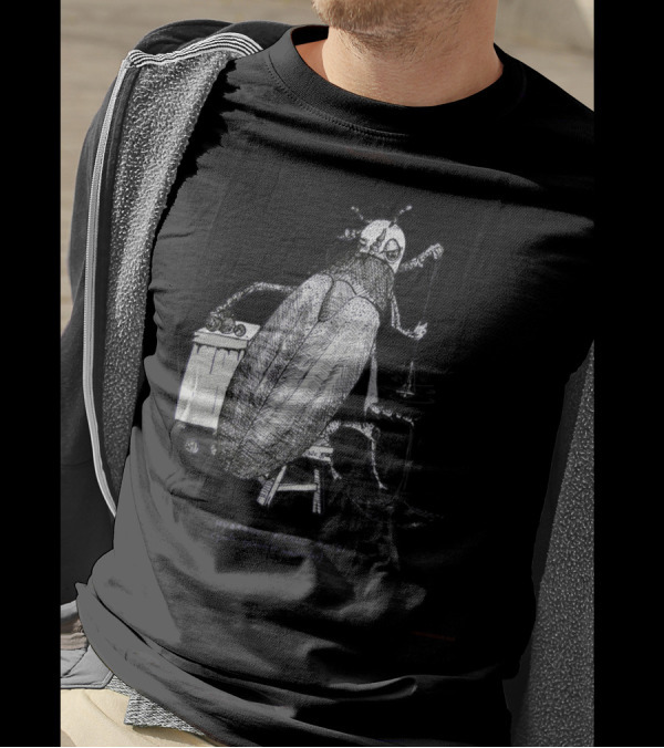 Hydrophilus Piceus Beetle Playing Piano In T-Shirt