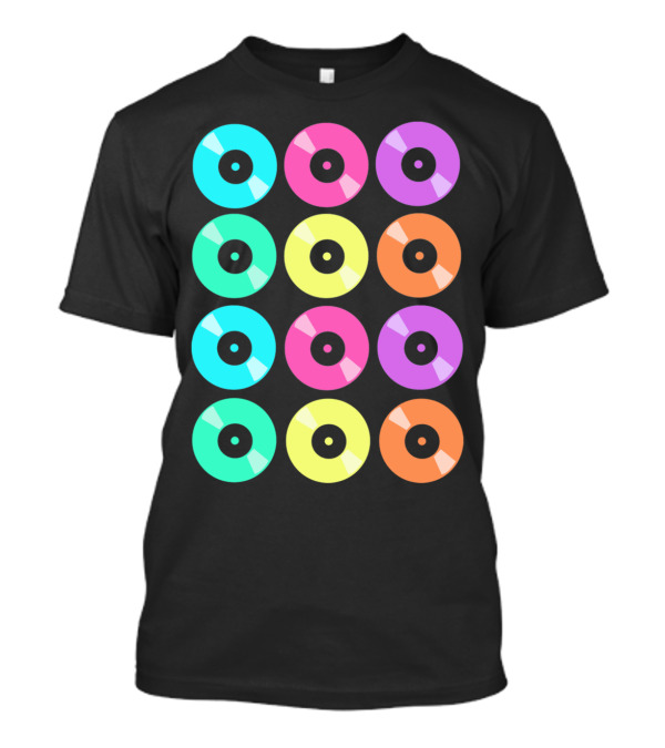 Vinyl Records Pop Art Color Grid Repeating T-Shirt