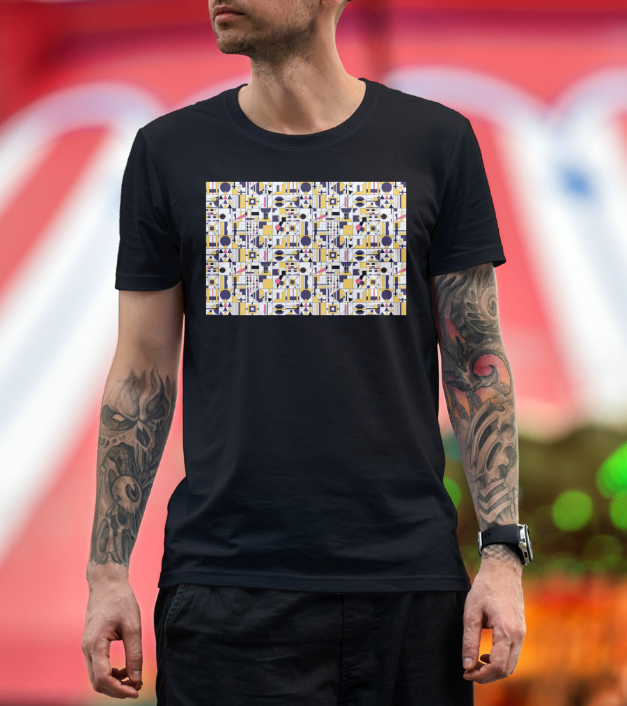 New Year Geometric Pattern Multicolor Squares and Circles T-Shirt