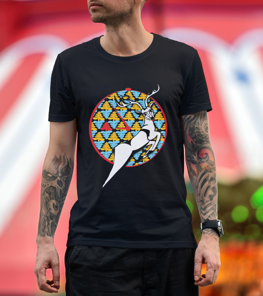 New Year Deer Geometric Pattern Circle T-Shirt