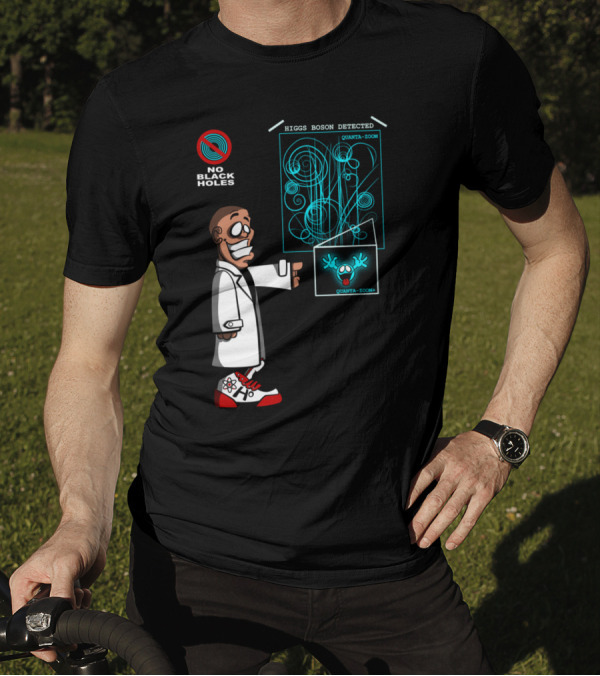 Higgs Boson Detected No Black Holes Scientist Cartoon T-Shirt
