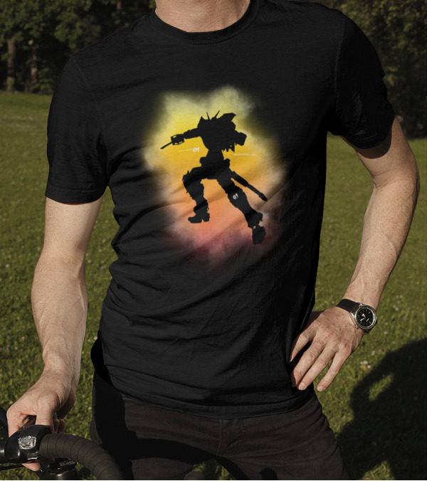 Neon Mecha Silhouette 01 Robot T-Shirt