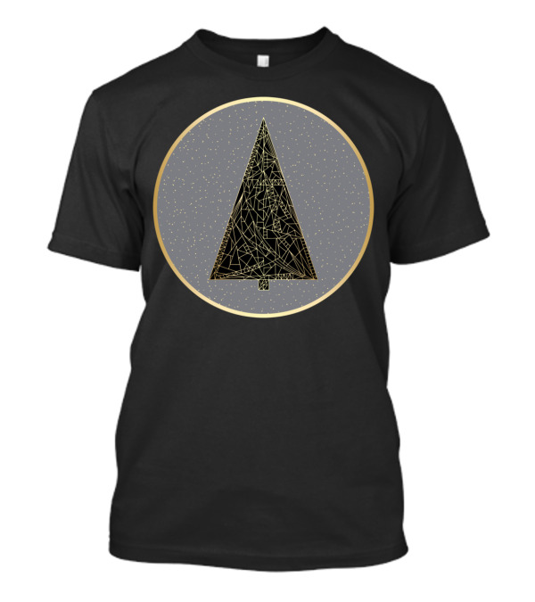 Geometric Gold Fractal New Year Xmas Tree Circle T-Shirt