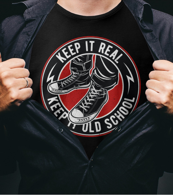 Keep It Real Keep It Old School High-Top Sneakers Retro Style Icon T-Shirt