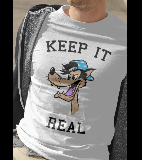 Keep It Real Cartoon Character In Blue Hat T-Shirt