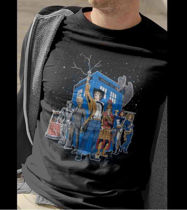 Masters Of The Whoniverse Doctor Who Characters TARDIS Dalek Cyberman Weeping Angel T-Shirt