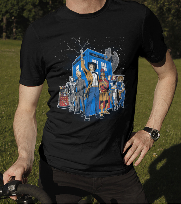 Masters Of The Whoniverse Doctor Who Characters TARDIS Dalek Cyberman Weeping Angel T-Shirt